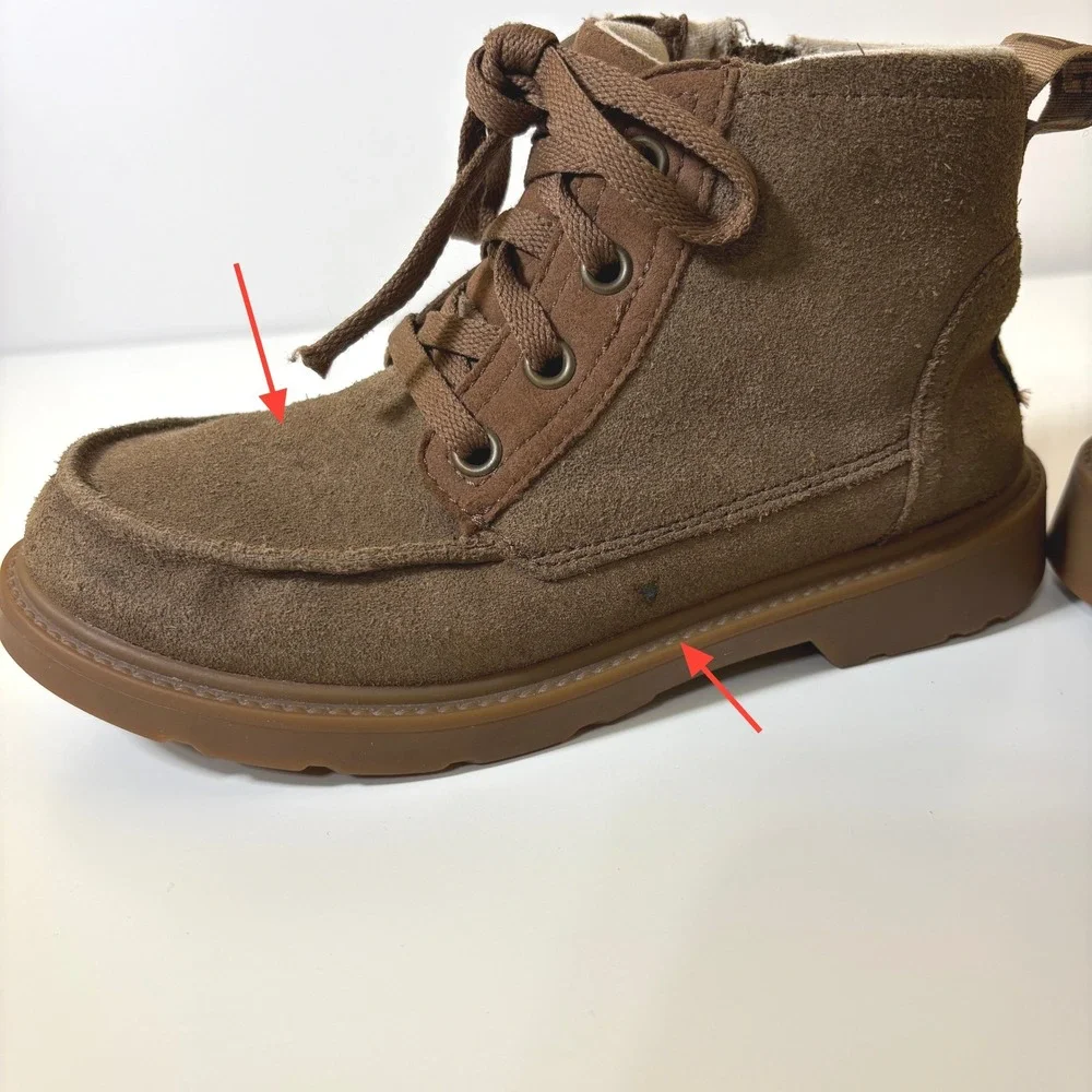 UGG Kids Chelham Moc‎ Toe Clima Moda Suede Lug Sole Boots Size 2 Brown Unisex